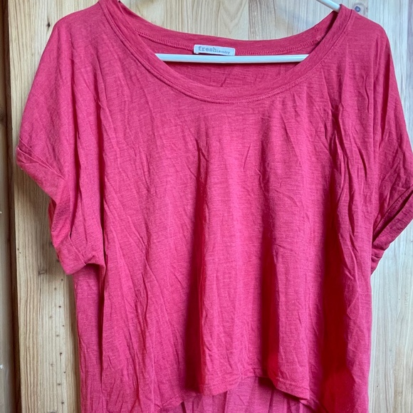 FRESH LAUNDRY High Low Summer Blouse Top Tomato Red S/S Tee Size Small - Picture 4 of 5